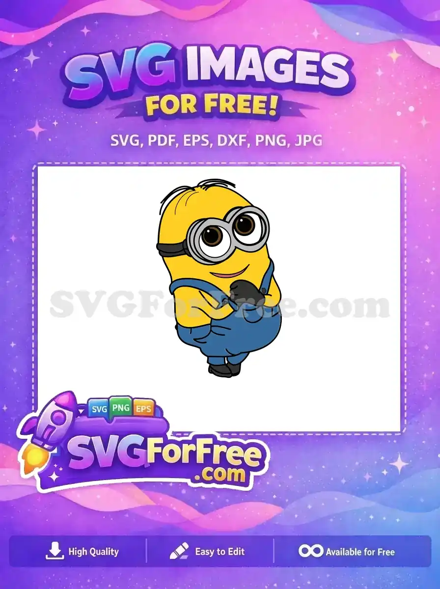 Free Smiling One-Eyed Free Blue Overalls Minions Free SVG