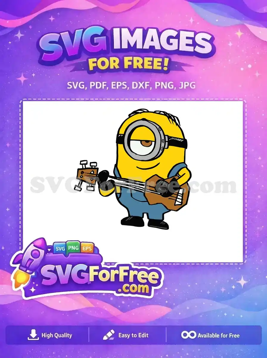Free Minion Playing Guitar Free One Eye Blue Overalls Minions Free SVG