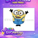 Free Happy Waving Minion Free Blue Overalls and Goggles Despicable Me Free SVG - Instant Download