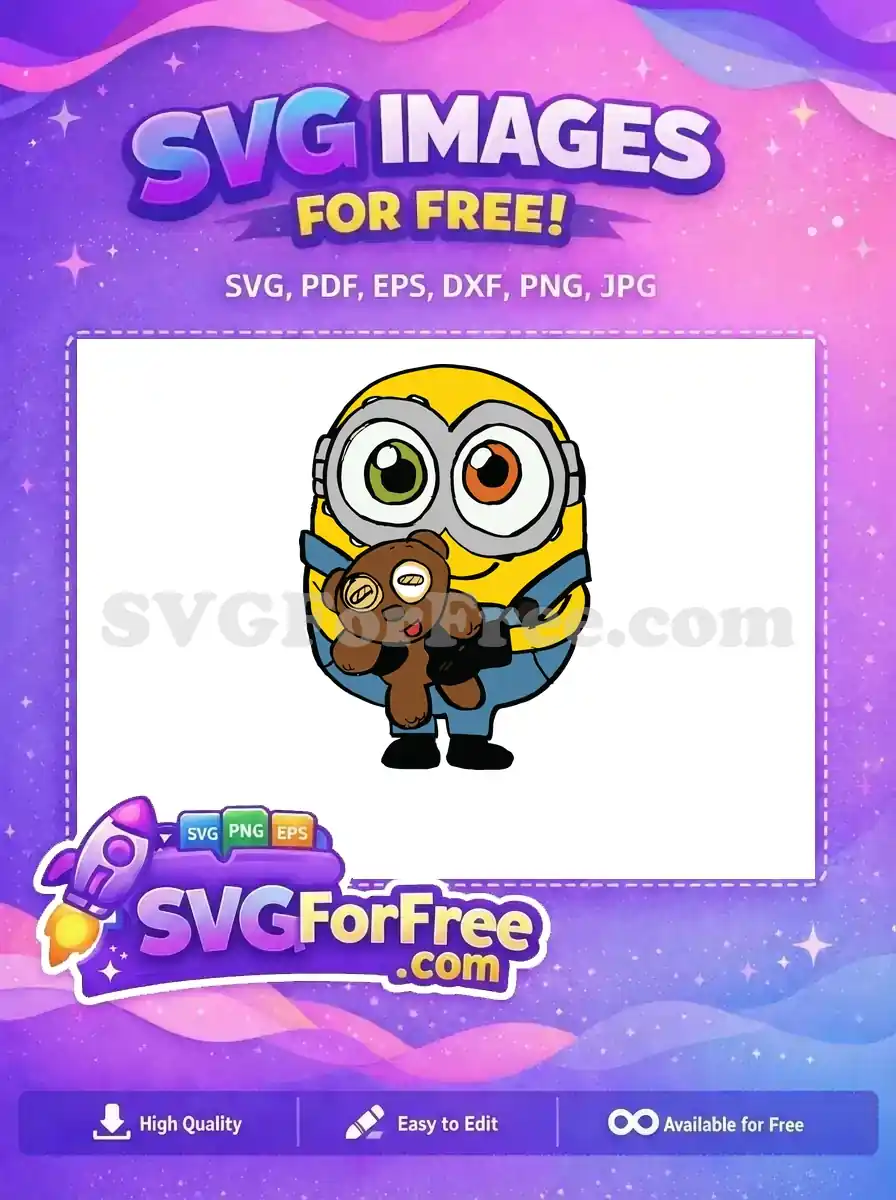 Free Minion Bob with Tim Bear Free Different Eyes Movie Free SVG