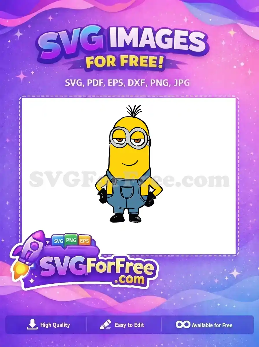 Free Smiling One-Eyed Minion Free Blue Overalls Minions Free SVG