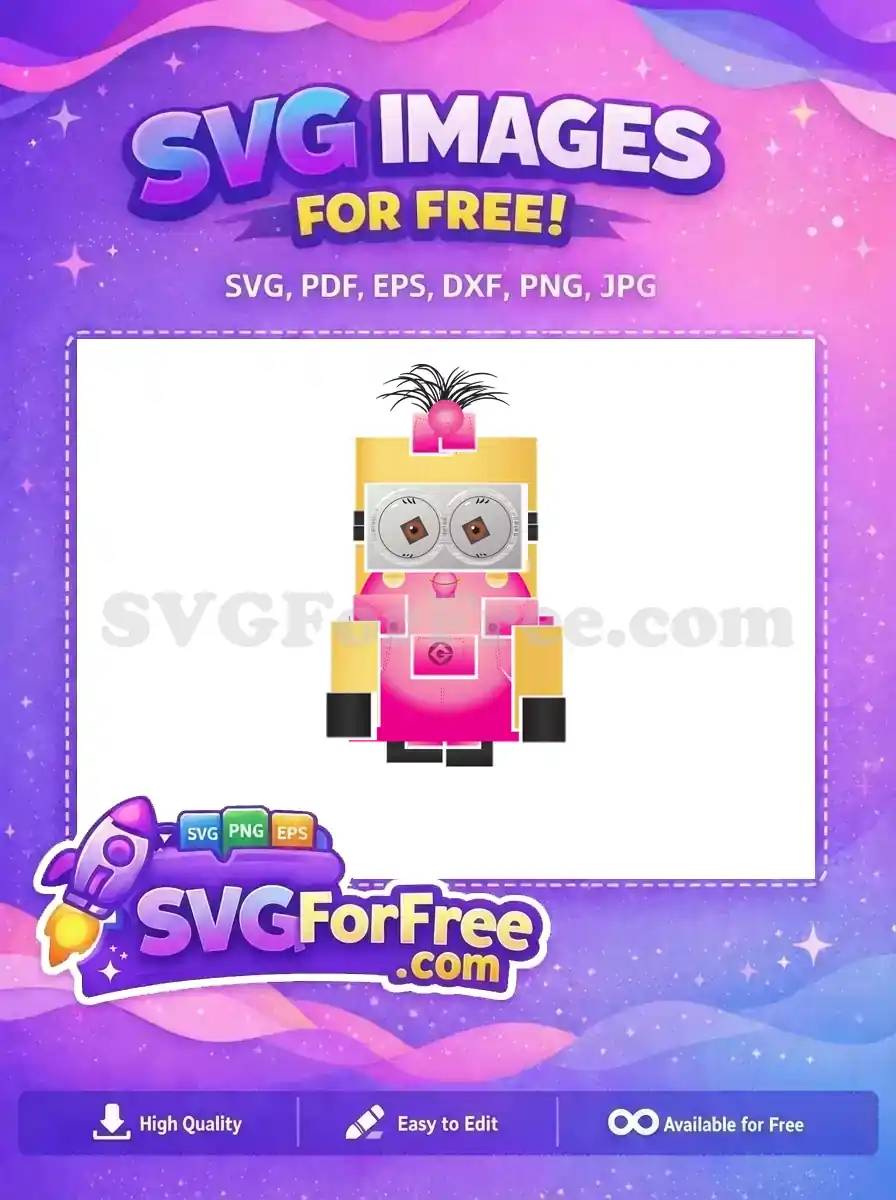 Free Pink Hair Accessory Free Square Eyes Minions Free SVG