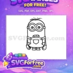 Free Scared Two-Eyed Minion Free Black and White Outline Despicable Me Free SVG - Instant Download