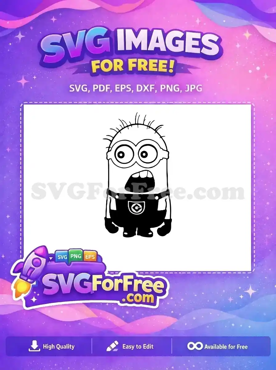 Free Shocked Expression Free Black Overalls Minions Free SVG 1