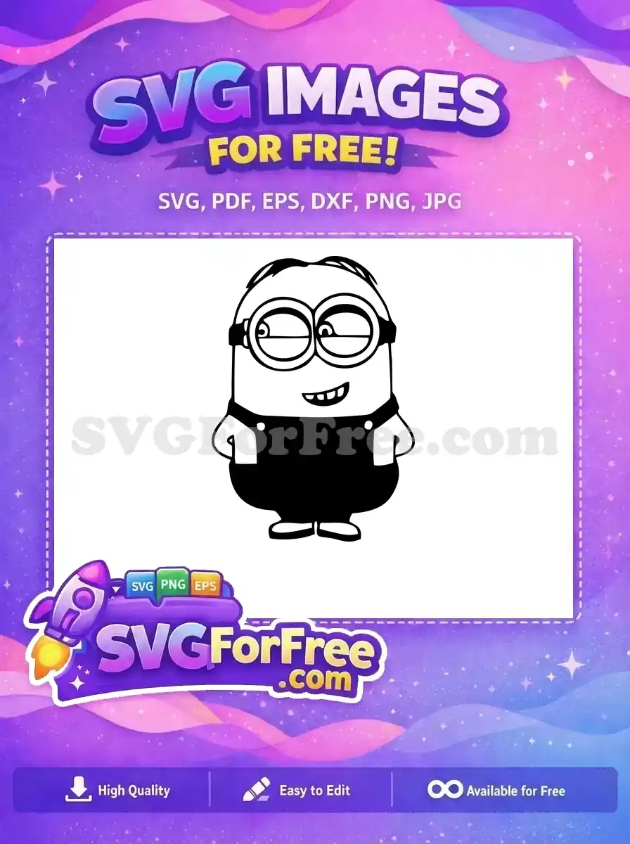 Free Smiling Minion Free One-Eyed Black Overalls Minions Free SVG