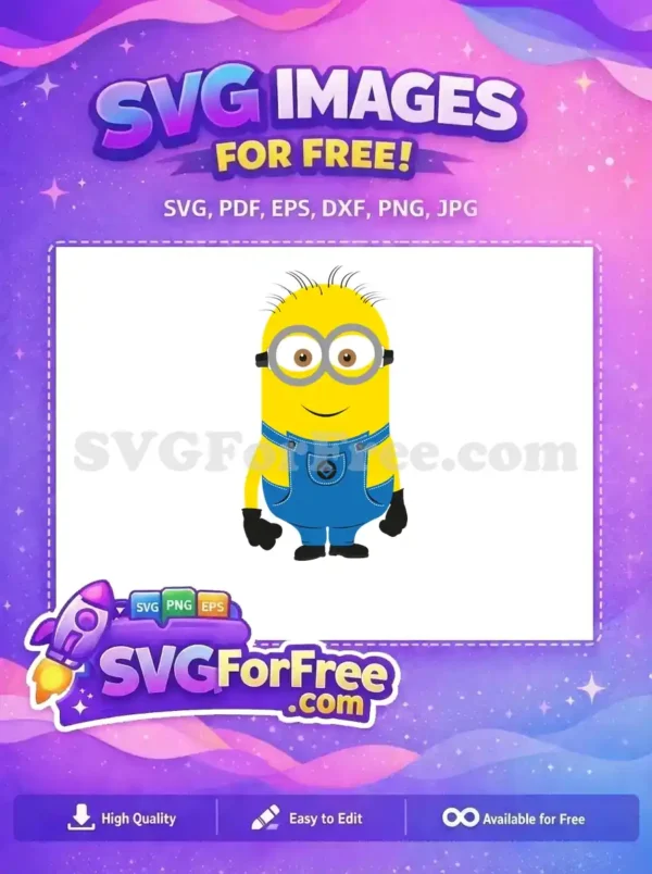 Free Smiling Minion with Goggles Free Blue Overalls Despicable Me Free SVG
