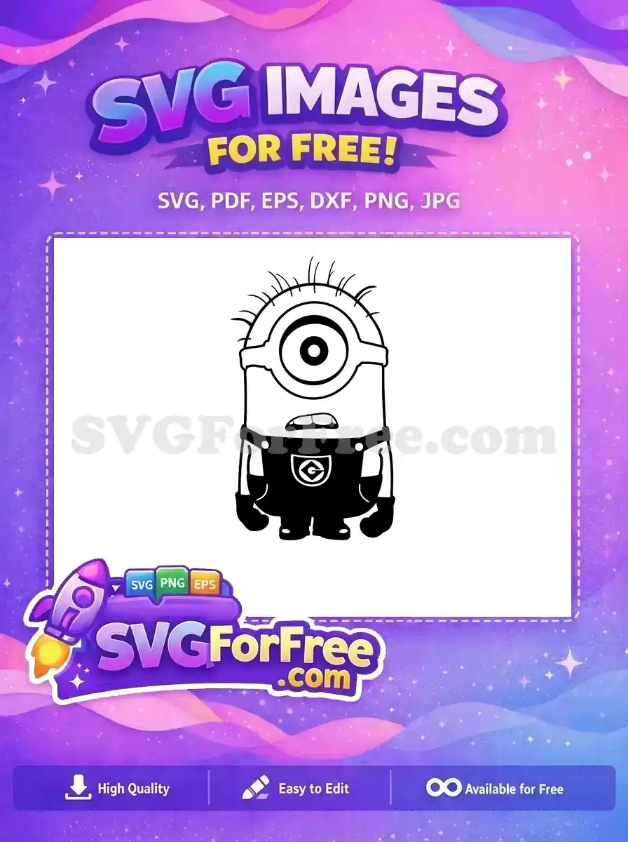 Free One-Eyed Grumpy Free Black Overalls Minions Free SVG