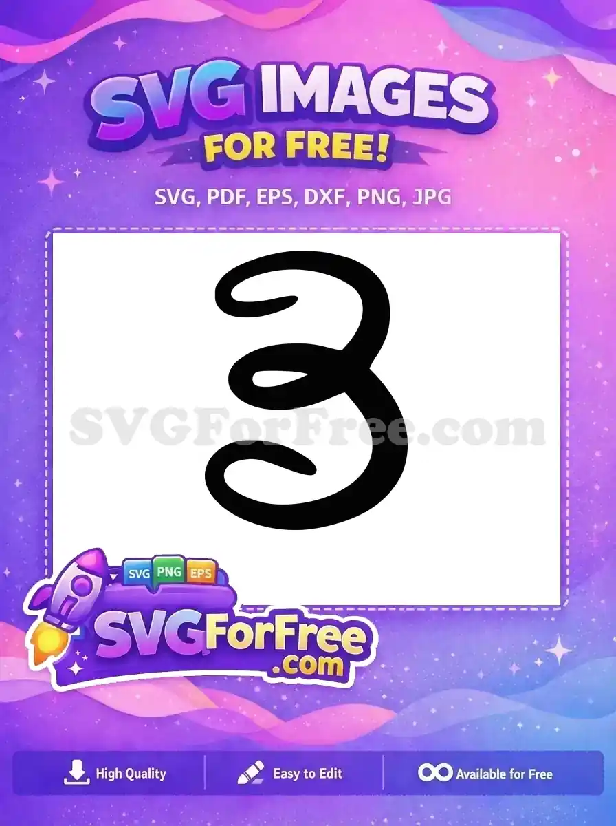 Free Black Number Three Free Minnie Font Number Free SVG