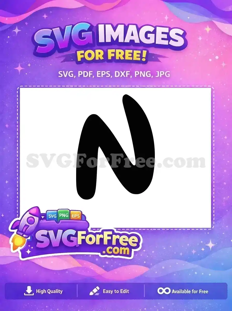 Free Minnie Font Letter N Free Black Bold Free SVG