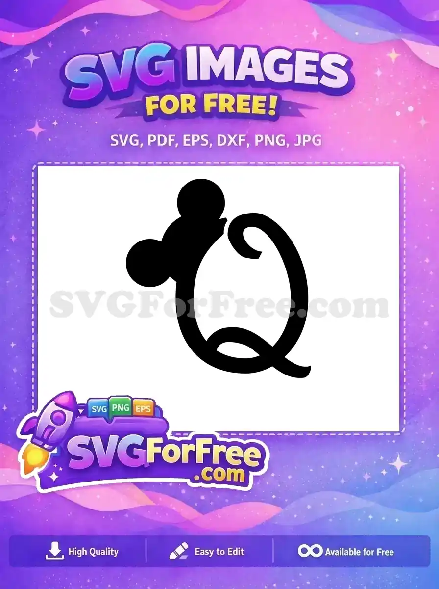 Free Black Minnie Free Initial Q Minnie Font Free SVG