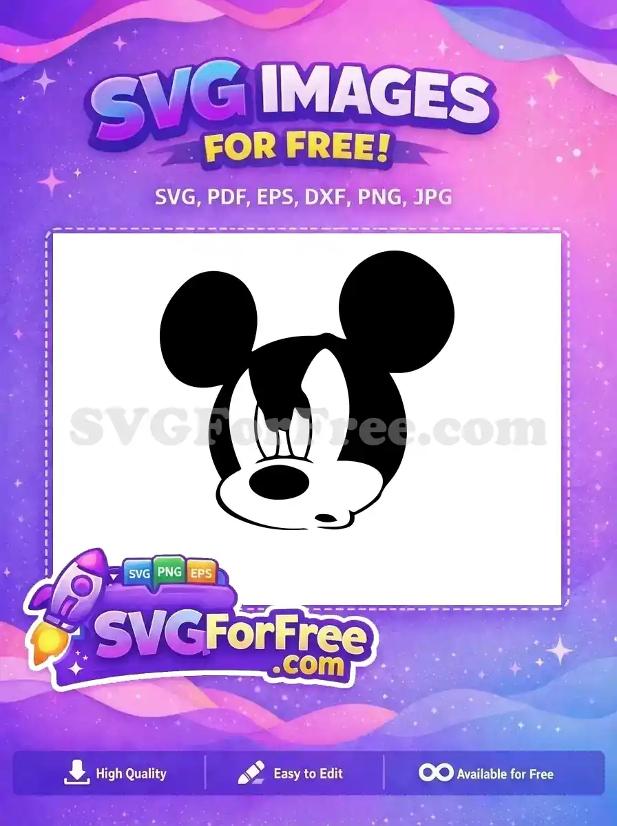 Free Classic Mickey Mouse Face Free Black White Minnie Free SVG
