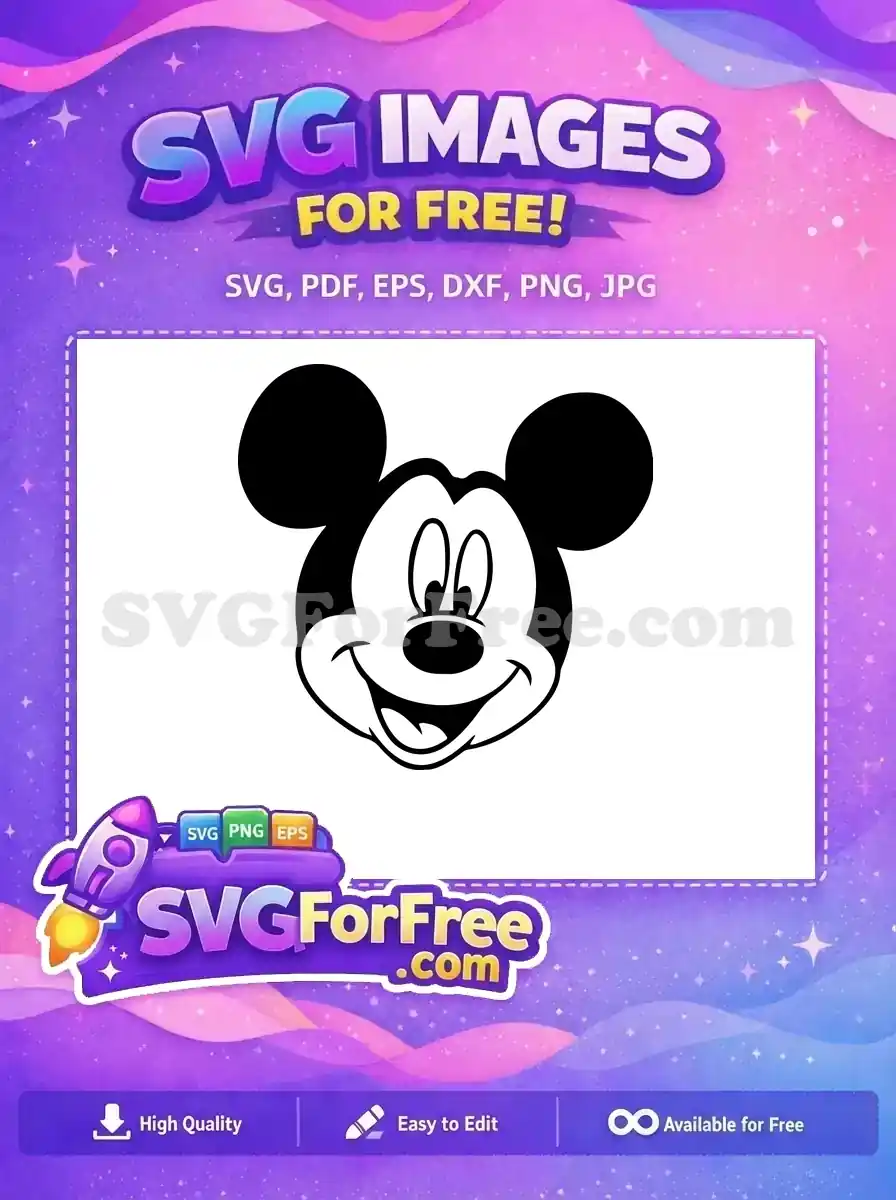 Free Smiling Face Free Black Ears Mickey Mouse Free SVG 12