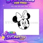 Free Minnie Mouse Head Free Black White Simple Free SVG - Instant Download