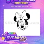 Free Smiling Minnie Mouse Free Big Bow Black Stencil Free SVG - Instant Download