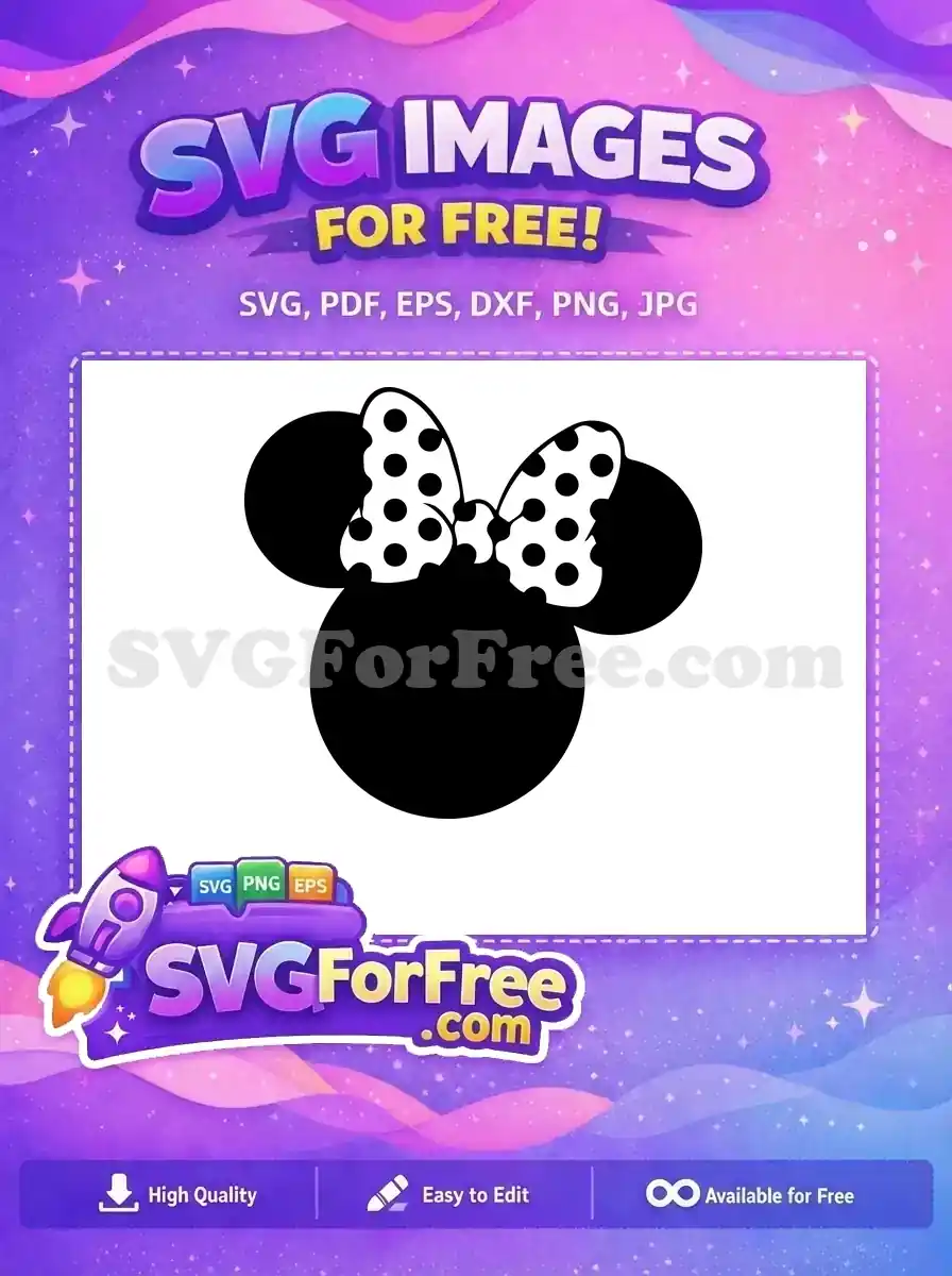 Free Polka Dot Bow Free Minnie Mouse Head Silhouette Free SVG 2