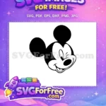 Free Winking Mickey Mouse Free Black White Cartoon Free SVG - Instant Download