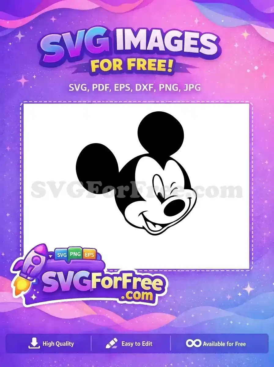 Free Winking Mickey Mouse Free Black White Cartoon Free SVG