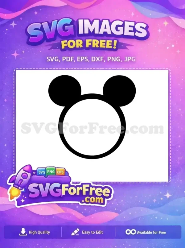 Free Black Outline Free Mickey Mouse Head Silhouette Free SVG