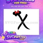 Free Red Bow Free Minnie Font Letter X Free SVG - Instant Download