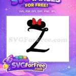 Free Minnie Red Bow Free Black Letter Z Font Free SVG - Instant Download