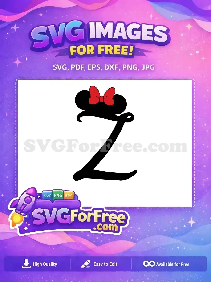 Free Minnie Red Bow Free Black Letter Z Font Free SVG