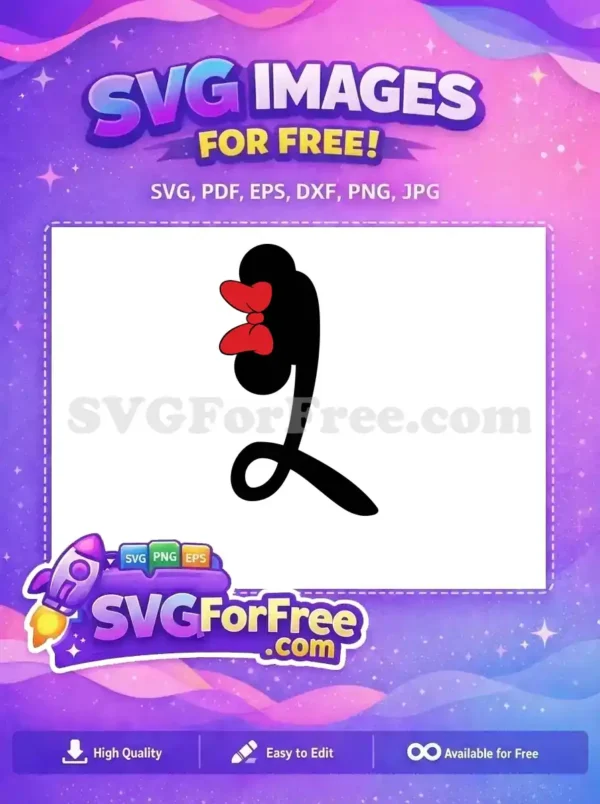 Free Number One Red Bow Minnie Font Free Initial Free SVG