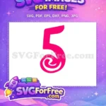 Free Pink Minnie Number Five Free Swirl Font Free SVG - Instant Download