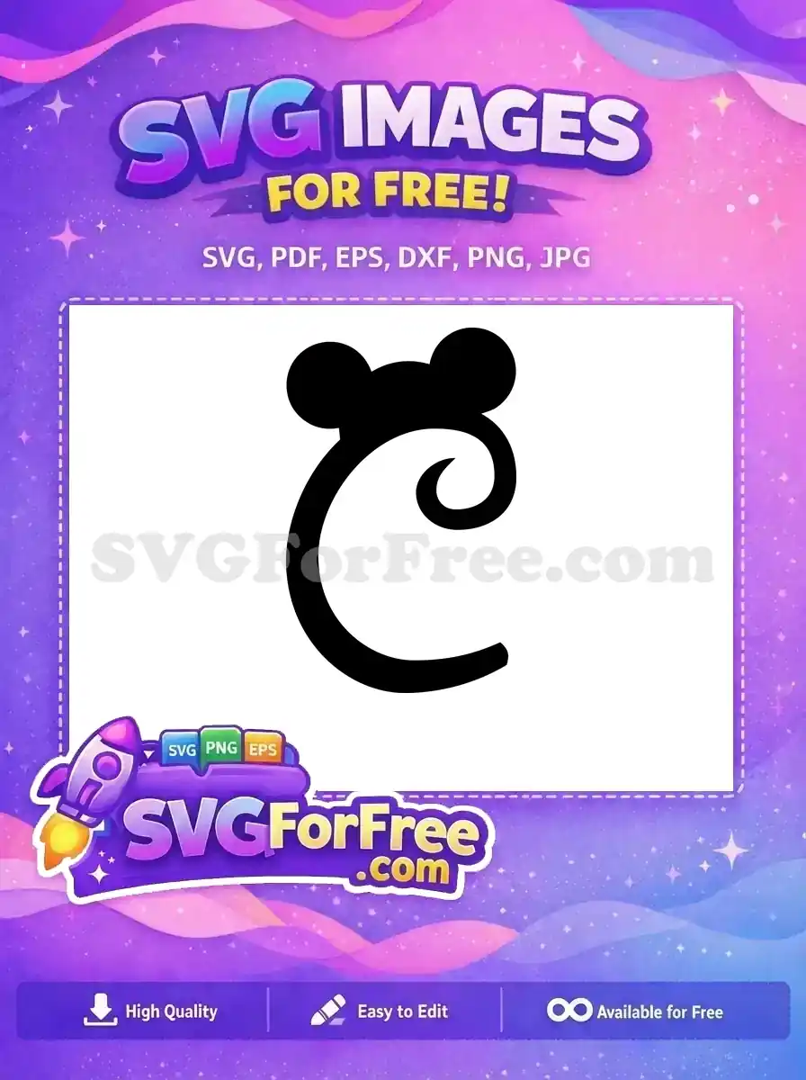 Free Minnie Font Letter C Free Black Silhouette Disney Monogram Free SVG