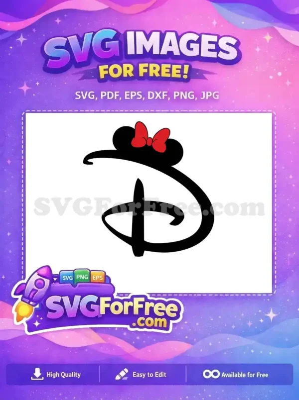 Free Red Bow Minnie Free Black Font Disney Free SVG
