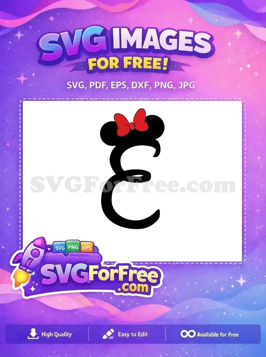 Free Minnie Mouse Letter E Free Red Bow Font Free SVG