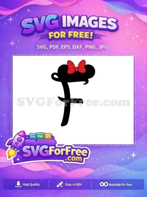 Free Black Minnie Mouse Font Free Letter F Initial Free SVG