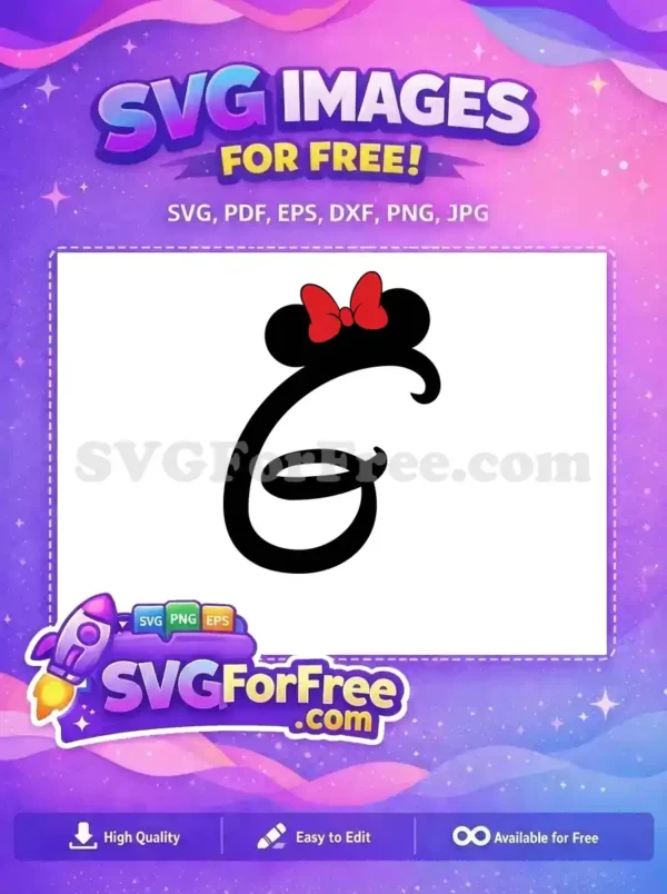Free Red Bow Minnie Free Black Font Initial Free SVG