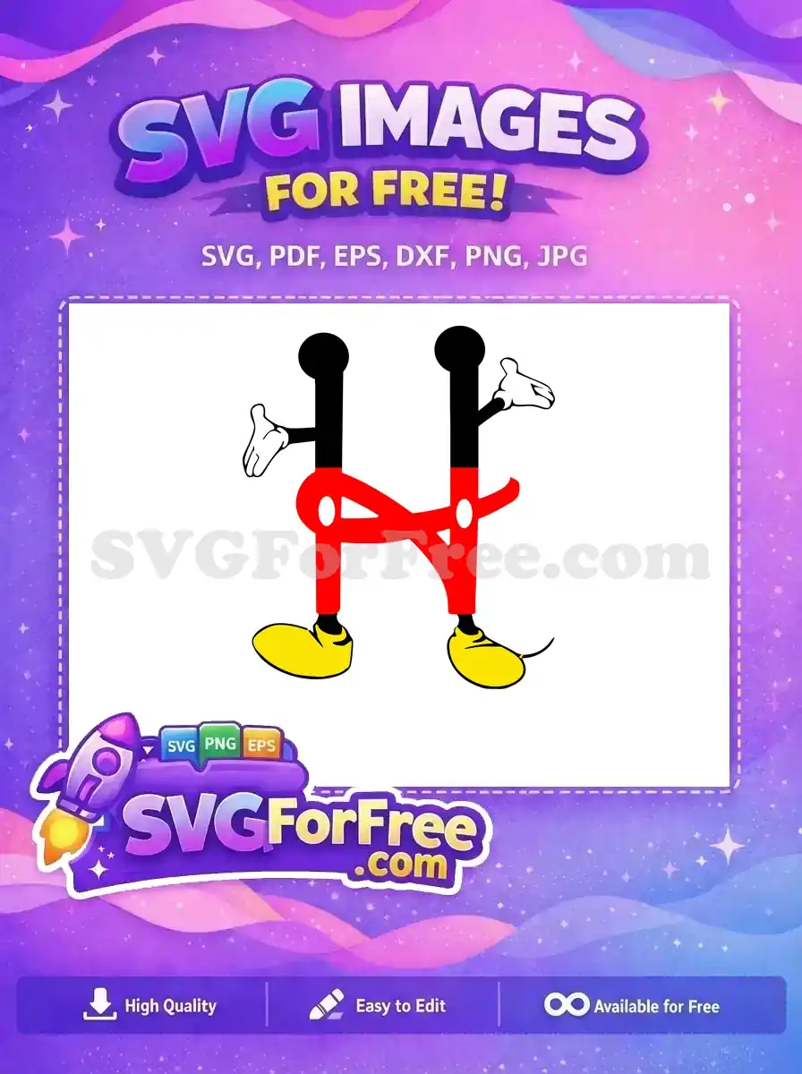 Free Black Head Free Red Pants Minnie Font Free SVG