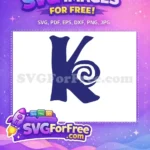 Free Minnie Dark Blue Swirl Free Letter K Font Free SVG - Instant Download
