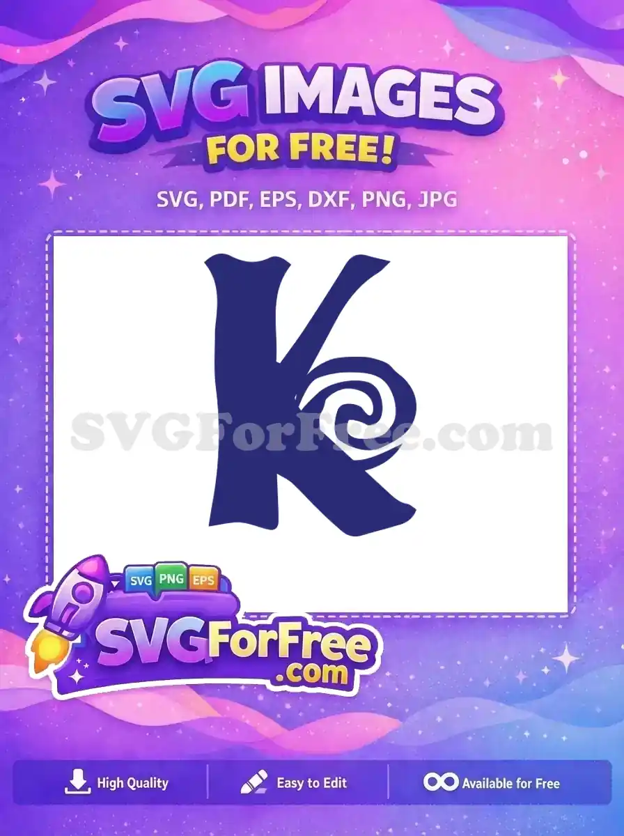 Free Minnie Dark Blue Swirl Free Letter K Font Free SVG
