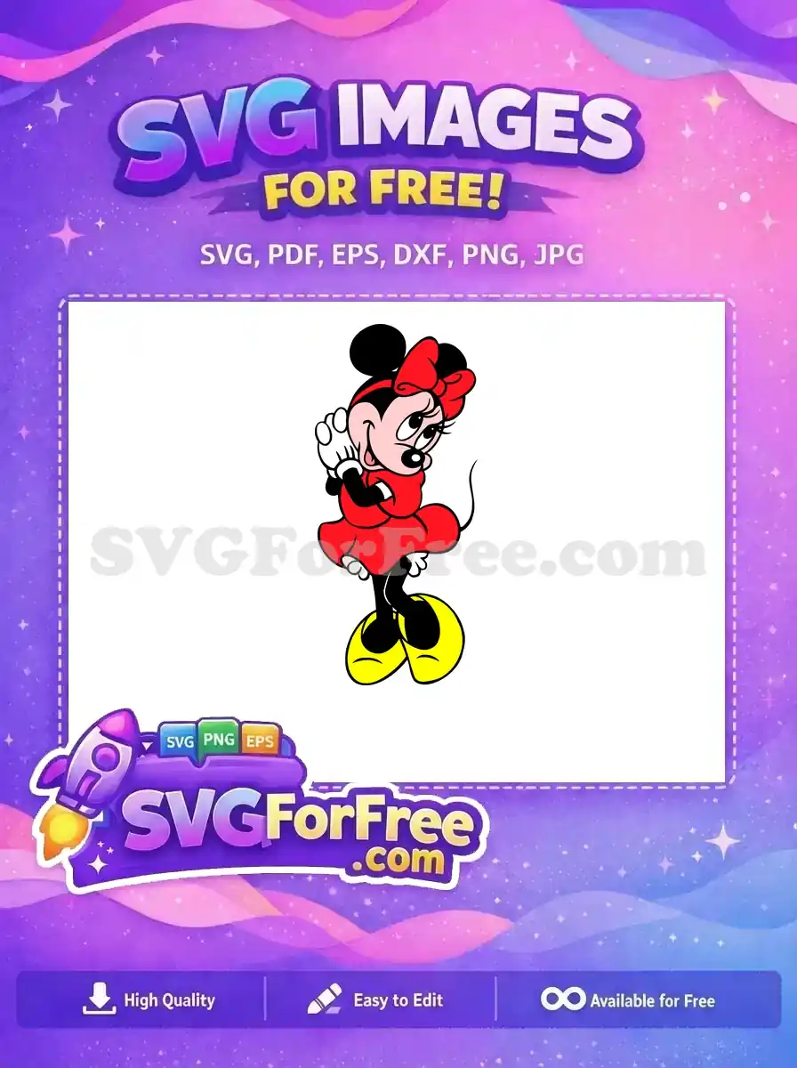 Free Smiling Minnie Free Red Bow Disney Free SVG 1