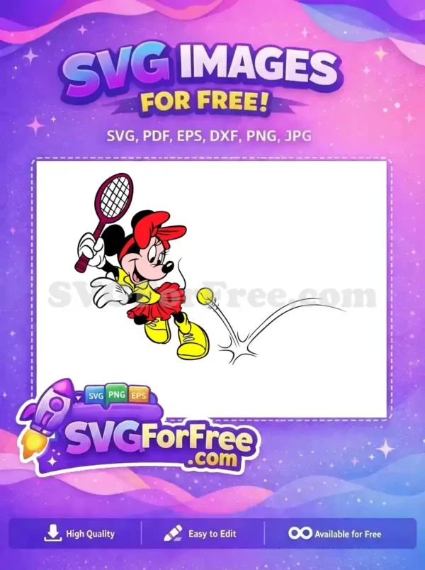 Free Minnie Tennis Player Free Yellow Shoes Disney Free SVG