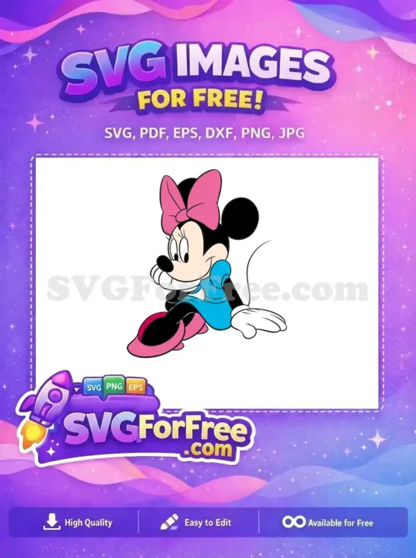 Free Pink Bow Minnie Free Blue Dress Disney Free SVG