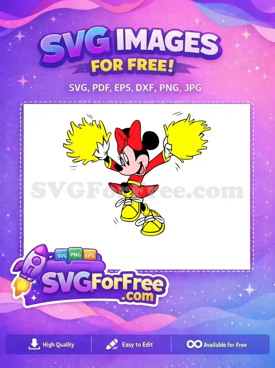 Free Cheerful Minnie Free Red Outfit Disney Free SVG