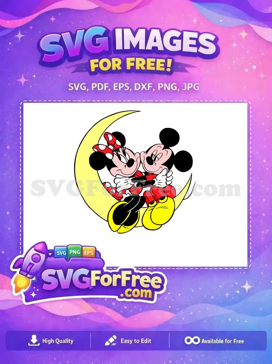 Free Cartoon Couple Hugging Free on Moon Minnie Mouse Disney Free SVG