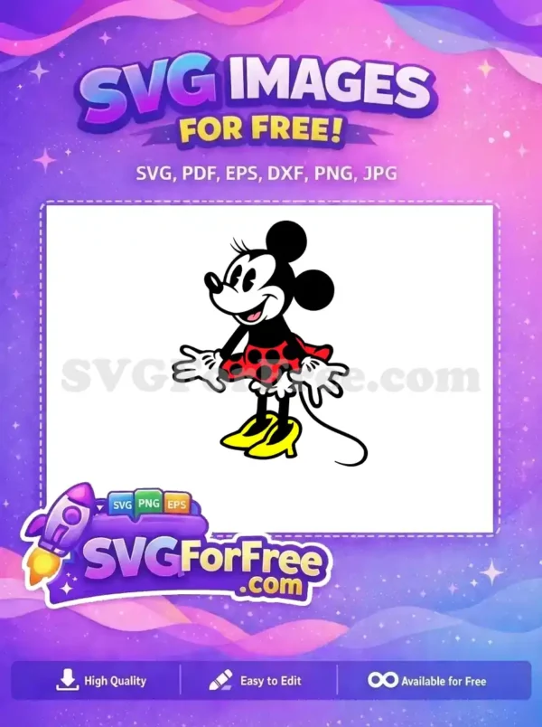 Free Smiling Minnie Free Red Polka Dots Cartoon Free SVG