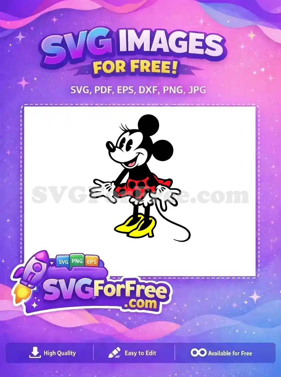 Free Smiling Minnie Free Red Polka Dots Cartoon Free SVG