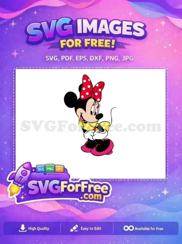 Free Smiling Minnie Free Yellow Dress Minnie Mouse Free SVG