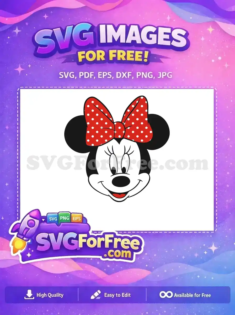 Free Smiling Minnie Free Polka Dot Bow Disney Free SVG