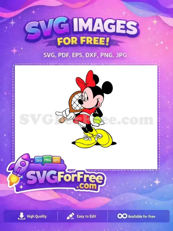 Free Tennis Racket Free Yellow Shoes Minnie Mouse Free SVG
