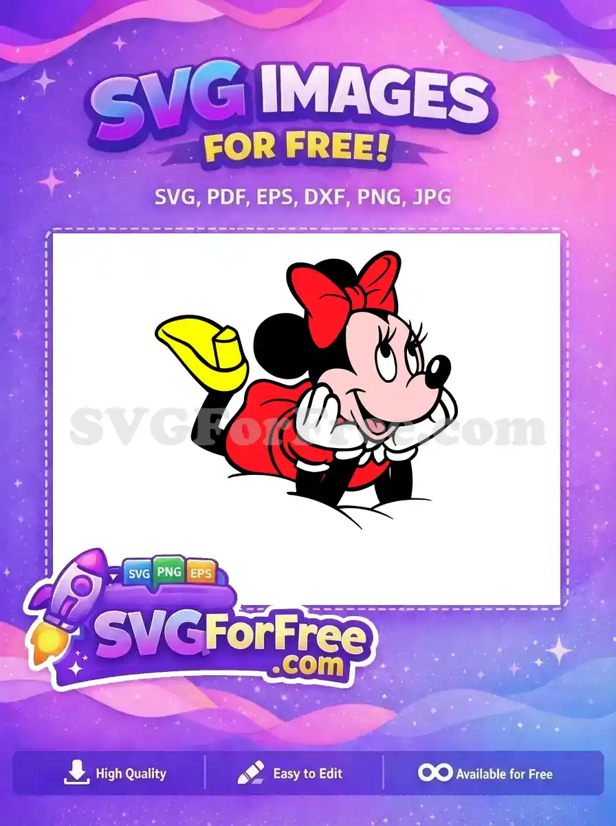 Free Reclining Minnie Free Happy Expression Cartoon Free SVG