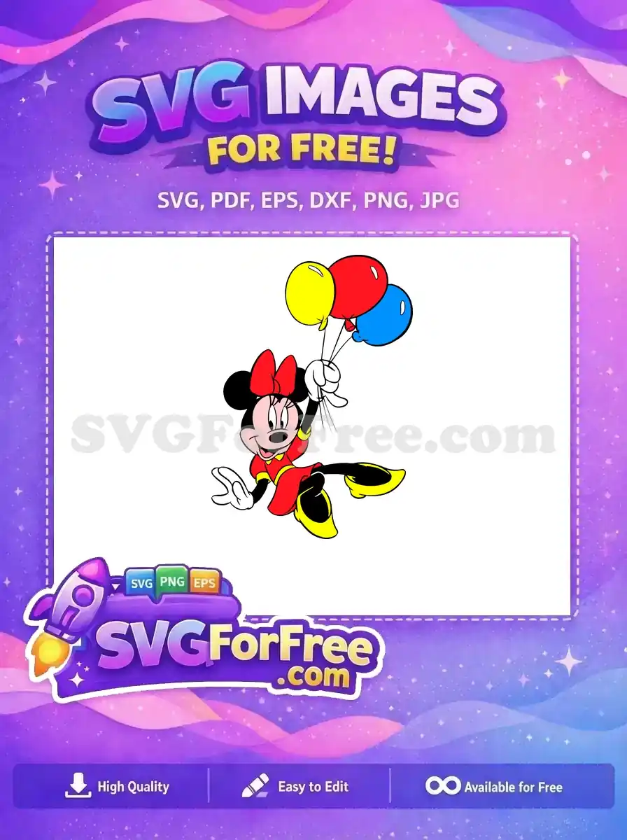Free Minnie Mouse Red Dress Free Colorful Balloons Disney Free SVG