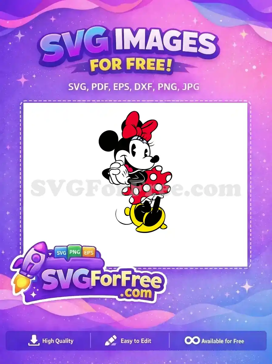 Free Smiling Minnie Free Polka Dots Disney Free SVG