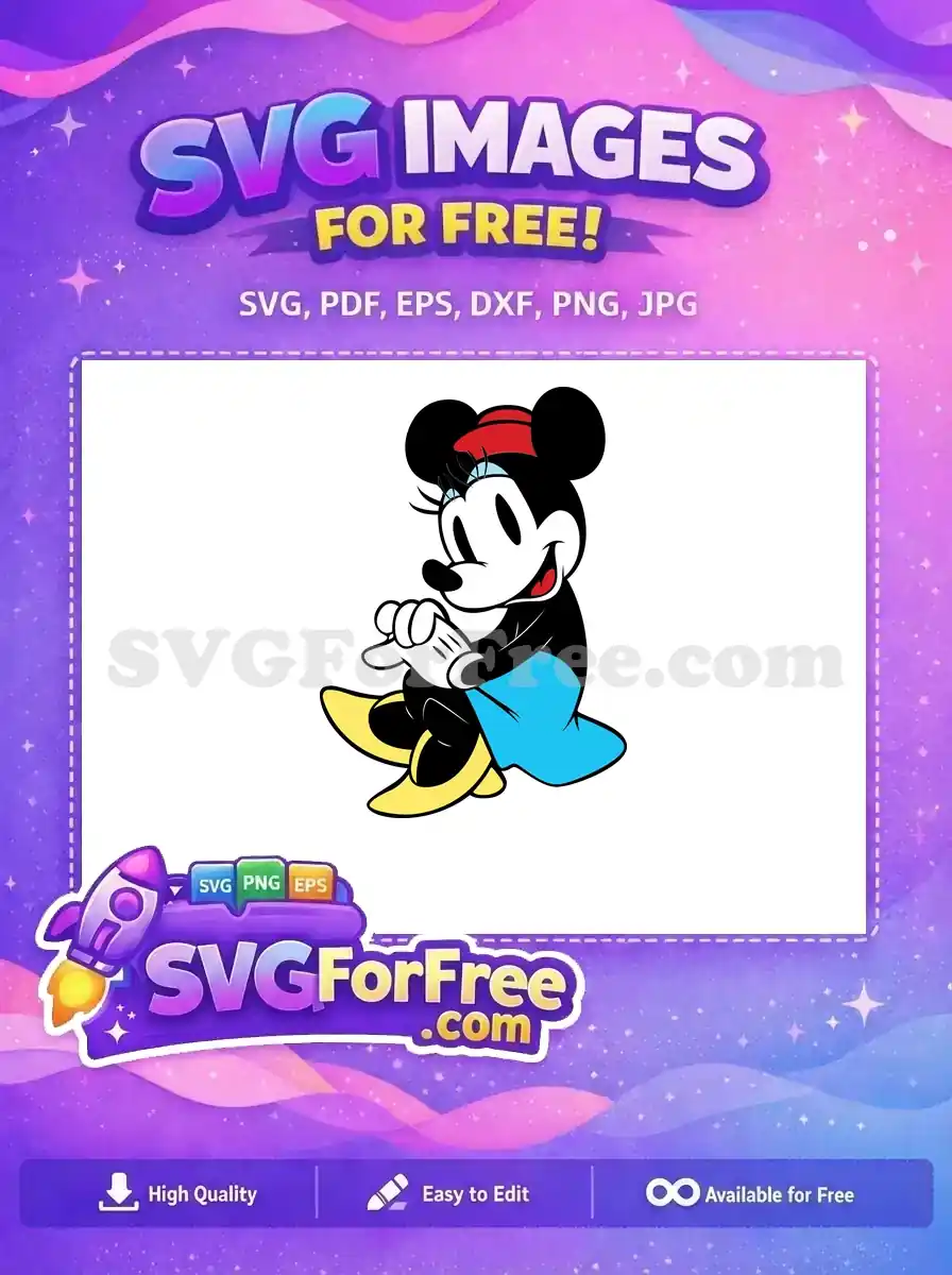 Free Smiling Minnie Free Red Hat Disney Free SVG