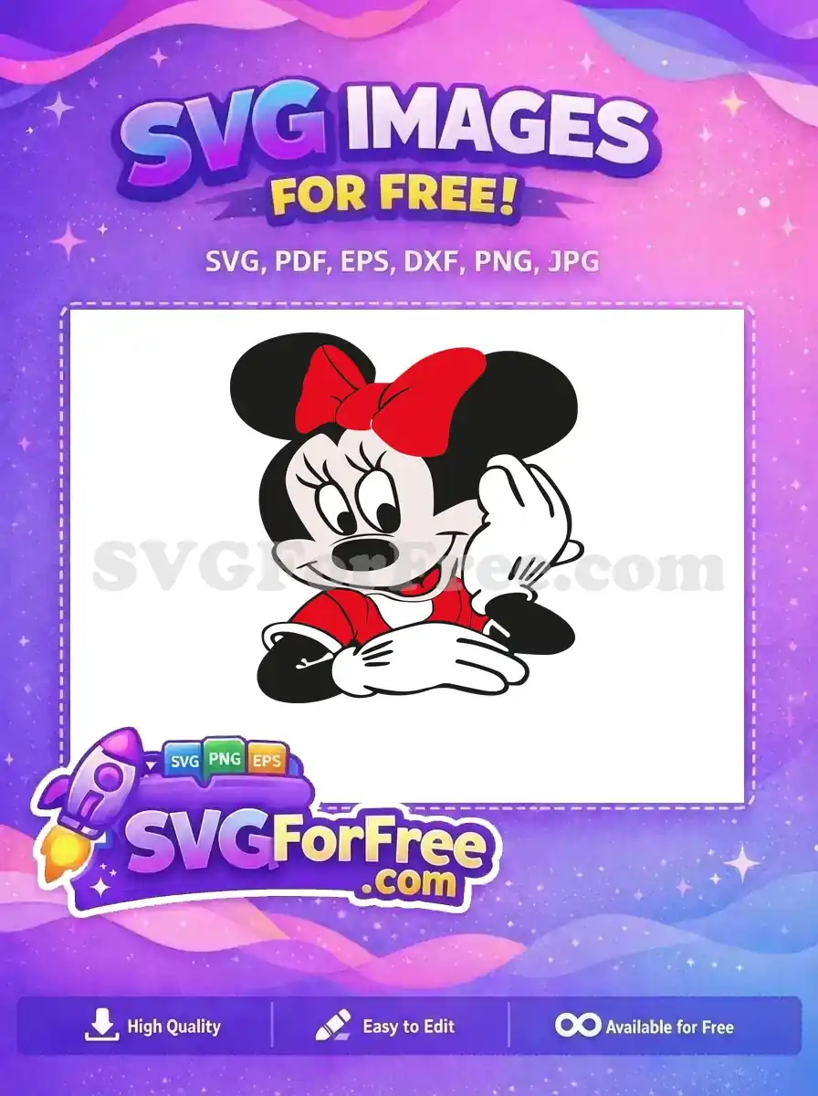 Free Waving Minnie Mouse Free Red Bow Disney Free SVG